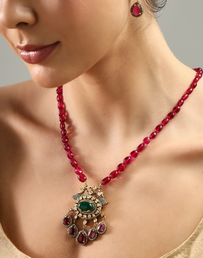 Exquisite Dusky Blossom Necklace in 925 Sterling Silver with Rose Quartz Beads