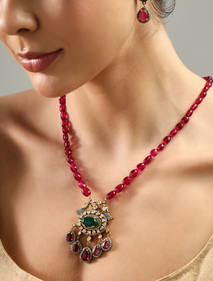 Exquisite Dusky Blossom Necklace in 925 Sterling Silver with Rose Quartz Beads